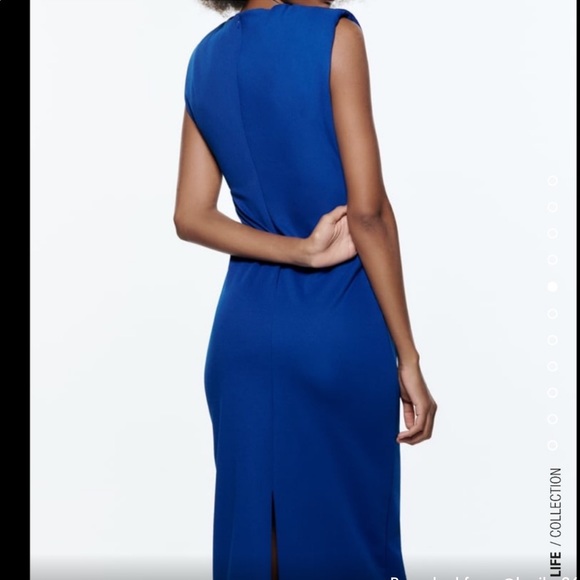 ZARA COBALT BLUE RUCHED SUMMER MAXI DRESS - Picture 3 of 9